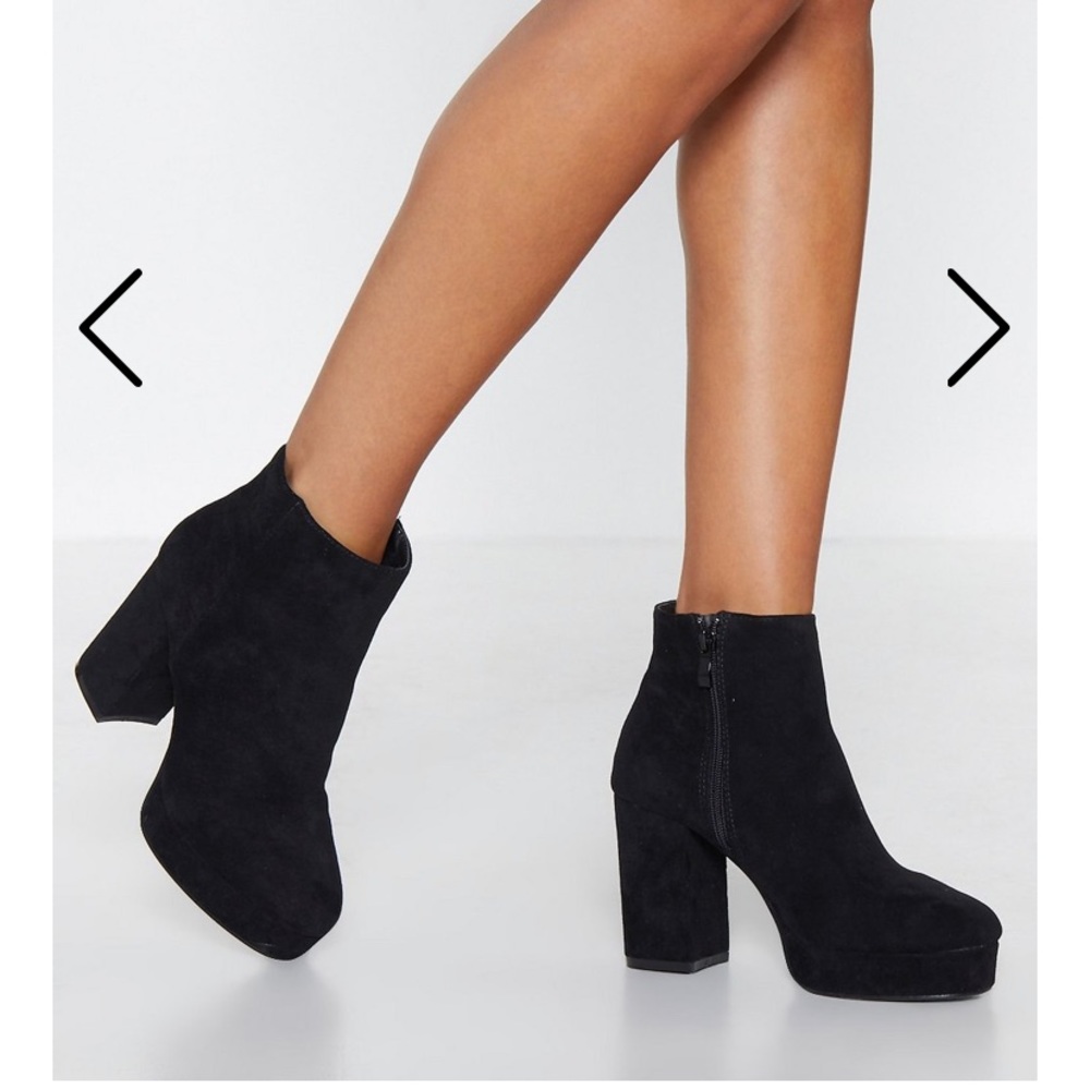 Nasty gal faux suede platform booties